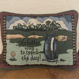 Vintage golf themed tapestry pillow